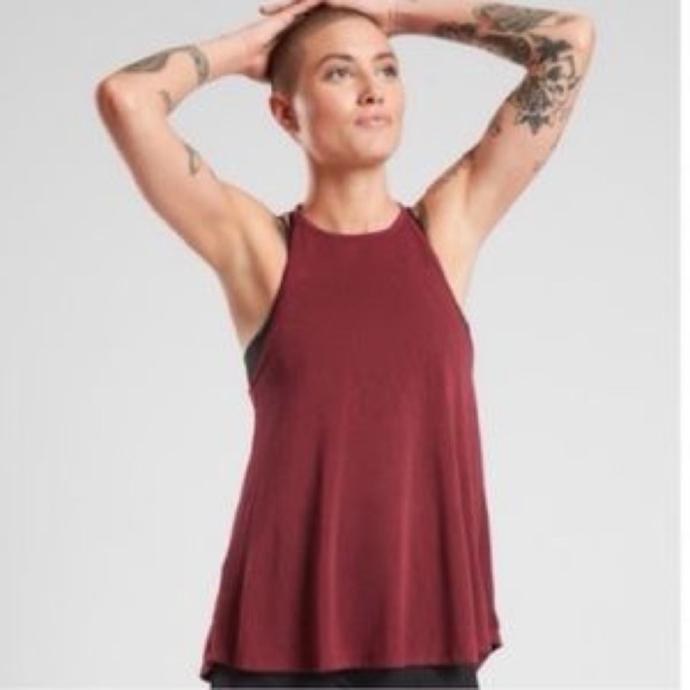 Women’s Ribbed High-Neck Tank Top - Burgundy